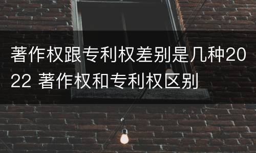 著作权跟专利权差别是几种2022 著作权和专利权区别