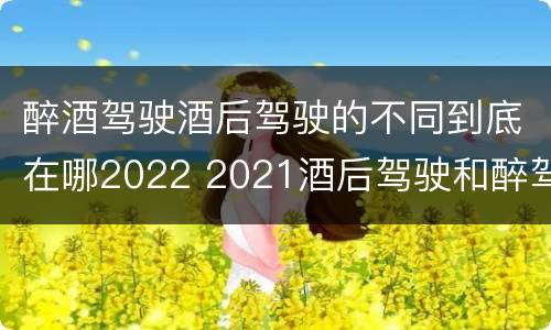 醉酒驾驶酒后驾驶的不同到底在哪2022 2021酒后驾驶和醉驾的区别