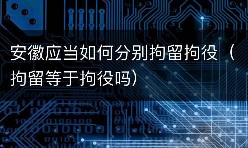 安徽应当如何分别拘留拘役（拘留等于拘役吗）