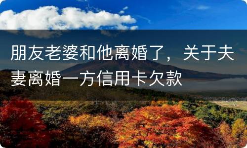 朋友老婆和他离婚了，关于夫妻离婚一方信用卡欠款