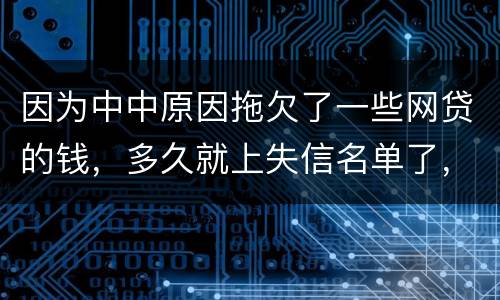 因为中中原因拖欠了一些网贷的钱，多久就上失信名单了，