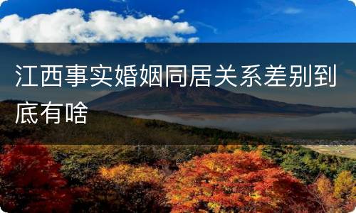 江西事实婚姻同居关系差别到底有啥