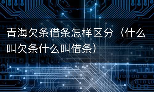 青海欠条借条怎样区分（什么叫欠条什么叫借条）