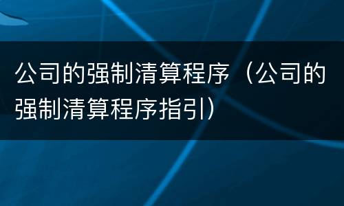 公司的强制清算程序（公司的强制清算程序指引）