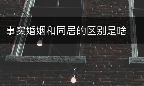 事实婚姻和同居的区别是啥