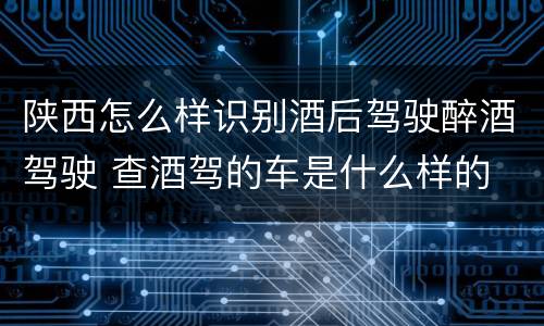 陕西怎么样识别酒后驾驶醉酒驾驶 查酒驾的车是什么样的