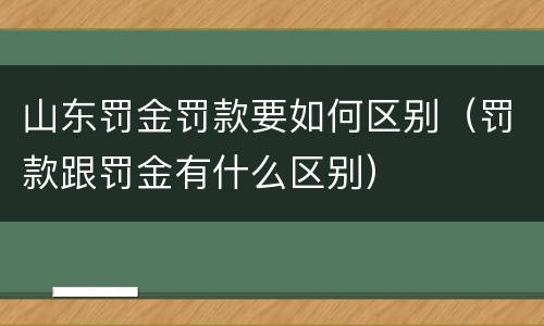 山东罚金罚款要如何区别（罚款跟罚金有什么区别）