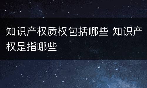 知识产权质权包括哪些 知识产权是指哪些