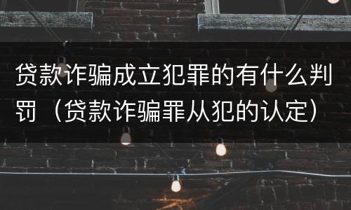 贷款诈骗成立犯罪的有什么判罚（贷款诈骗罪从犯的认定）