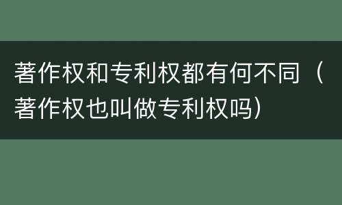 著作权和专利权都有何不同（著作权也叫做专利权吗）