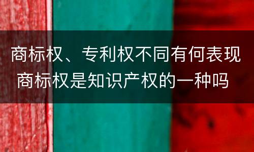 商标权、专利权不同有何表现 商标权是知识产权的一种吗