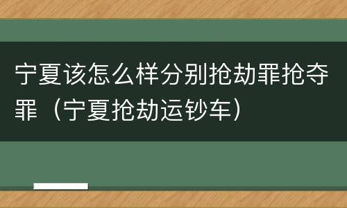 宁夏该怎么样分别抢劫罪抢夺罪（宁夏抢劫运钞车）