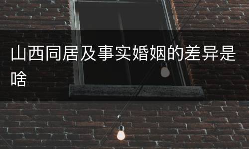 山西同居及事实婚姻的差异是啥