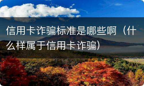信用卡诈骗标准是哪些啊（什么样属于信用卡诈骗）
