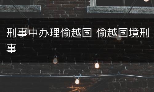 刑事中办理偷越国 偷越国境刑事