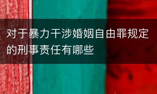 对于暴力干涉婚姻自由罪规定的刑事责任有哪些