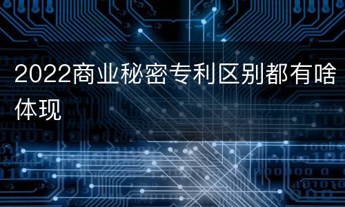 2022商业秘密专利区别都有啥体现