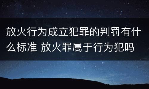 放火行为成立犯罪的判罚有什么标准 放火罪属于行为犯吗