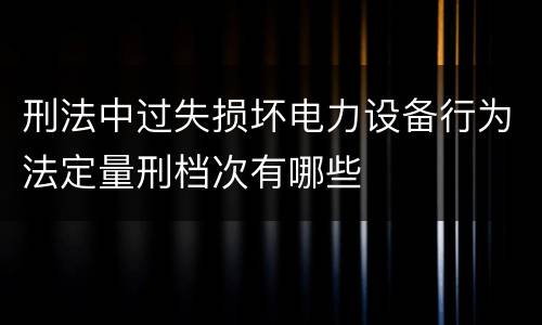 刑法中过失损坏电力设备行为法定量刑档次有哪些