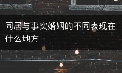 同居与事实婚姻的不同表现在什么地方