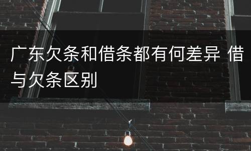 广东欠条和借条都有何差异 借与欠条区别