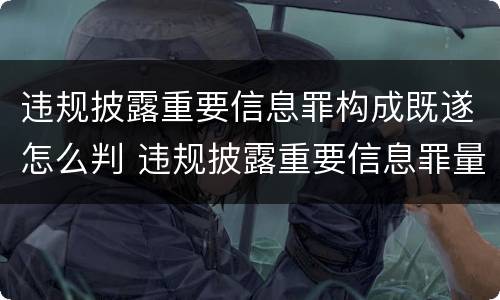 违规披露重要信息罪构成既遂怎么判 违规披露重要信息罪量刑