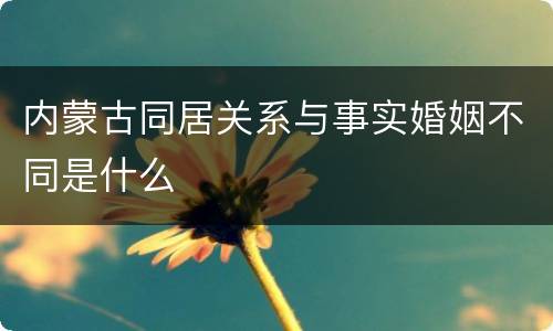内蒙古同居关系与事实婚姻不同是什么