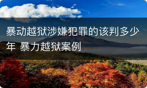 暴动越狱涉嫌犯罪的该判多少年 暴力越狱案例