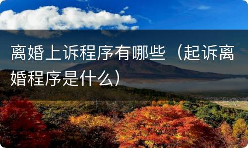 离婚上诉程序有哪些（起诉离婚程序是什么）