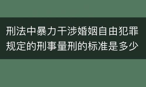 刑法中暴力干涉婚姻自由犯罪规定的刑事量刑的标准是多少