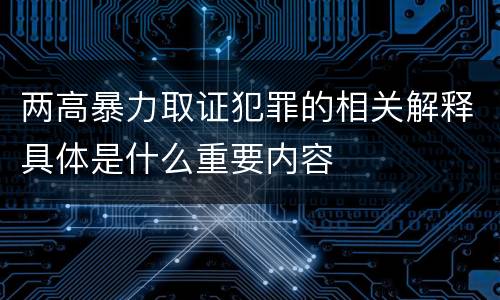 两高暴力取证犯罪的相关解释具体是什么重要内容