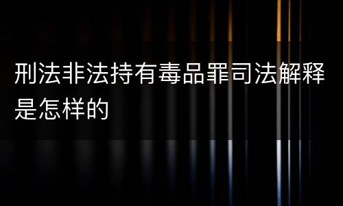 刑法非法持有毒品罪司法解释是怎样的