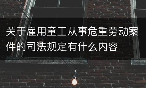 关于雇用童工从事危重劳动案件的司法规定有什么内容