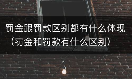 罚金跟罚款区别都有什么体现（罚金和罚款有什么区别）