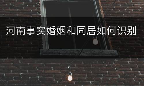 河南事实婚姻和同居如何识别