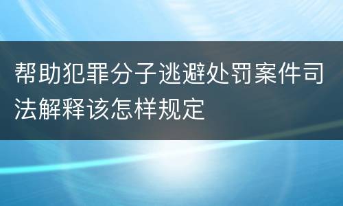 帮助犯罪分子逃避处罚案件司法解释该怎样规定
