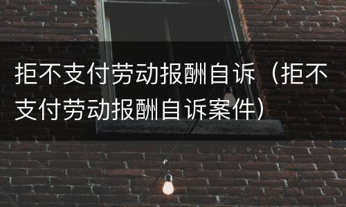 拒不支付劳动报酬自诉（拒不支付劳动报酬自诉案件）