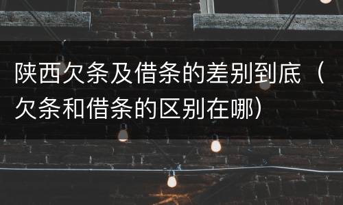 陕西欠条及借条的差别到底（欠条和借条的区别在哪）