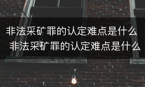 非法采矿罪的认定难点是什么 非法采矿罪的认定难点是什么问题