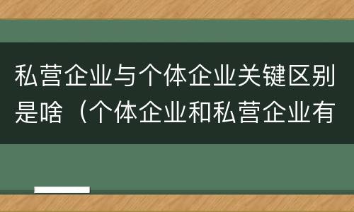 私营企业与个体企业关键区别是啥（个体企业和私营企业有什么区别和联系）
