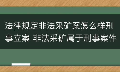 法律规定非法采矿案怎么样刑事立案 非法采矿属于刑事案件吗