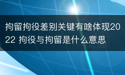 拘留拘役差别关键有啥体现2022 拘役与拘留是什么意思