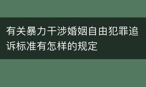 有关暴力干涉婚姻自由犯罪追诉标准有怎样的规定