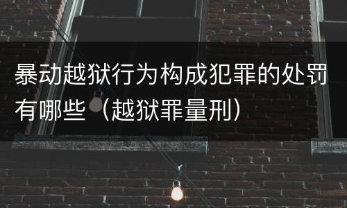 暴动越狱行为构成犯罪的处罚有哪些（越狱罪量刑）