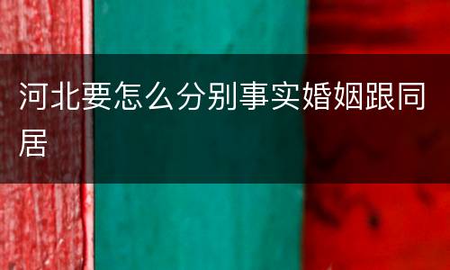 河北要怎么分别事实婚姻跟同居
