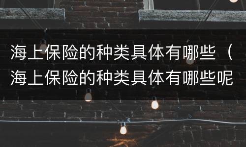 海上保险的种类具体有哪些（海上保险的种类具体有哪些呢）