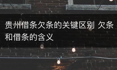 贵州借条欠条的关键区别 欠条和借条的含义