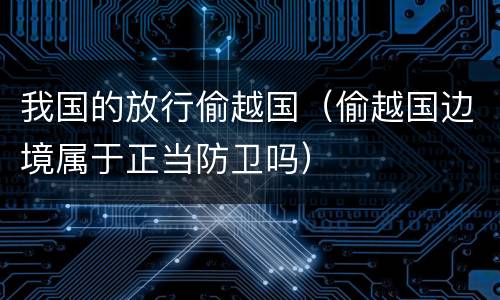 我国的放行偷越国（偷越国边境属于正当防卫吗）