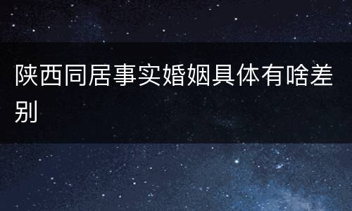 陕西同居事实婚姻具体有啥差别