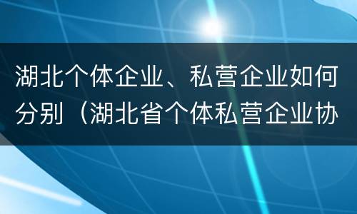 湖北个体企业、私营企业如何分别（湖北省个体私营企业协会）
